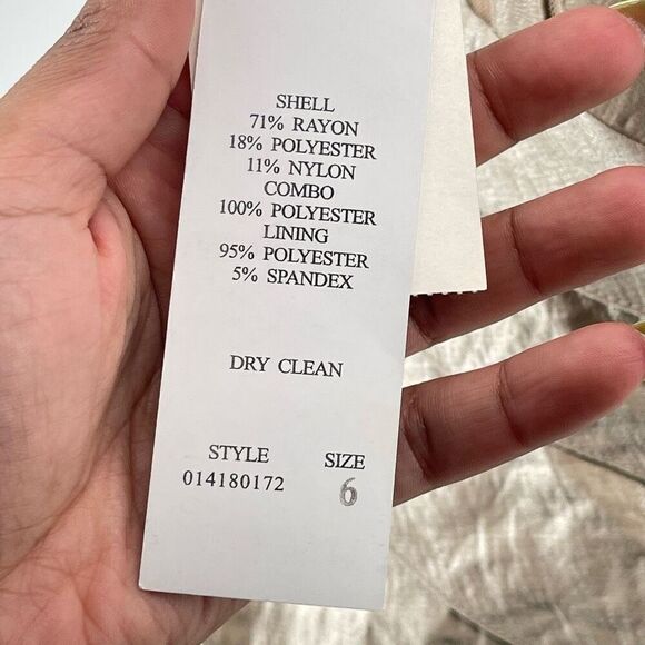 Adrianna Papell 6P Petite Champagne Metallic Tiered V-Neck Dress, New With Tag - Picture 11 of 17